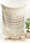 Flourishing Oversized Turkish Towel Bezzazan, used as light decorative throw blanket in modern boho minimalist living room
